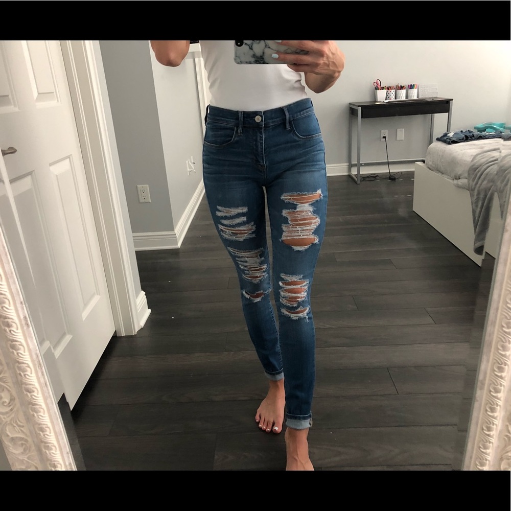 pacsun distressed jeans dark wash
